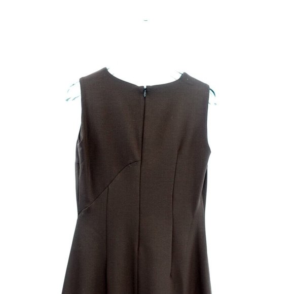 LAURA BIAGIOTTI Dress ROMA Lana Wool Brown Sheath 8 MEDIUM‎ Sleeveless Stretch - Picture 6 of 9